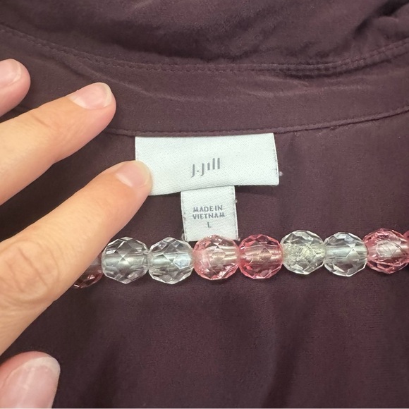 J. Jill button down blouse burgundy maroon button down shirt top - Picture 3 of 8